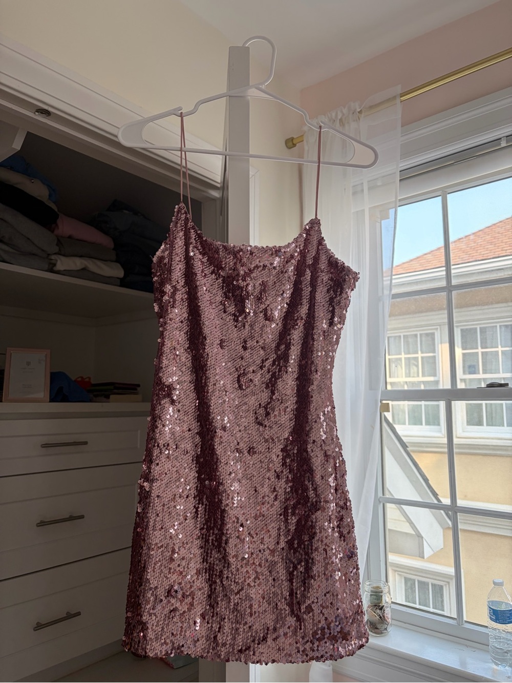 Forever 21 Rose Gold Sequin Mini Slip Dress